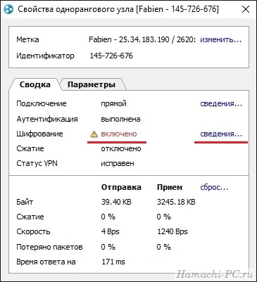 Просмотр причин возникновения желтого треугольника в Хамачи