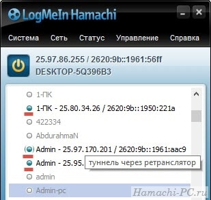 Синий кружок в Хамачи