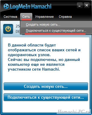 Подключение к сети в Hamachi